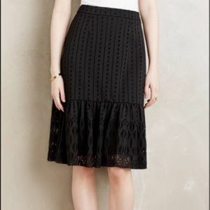 NWT Anthropologie Lace Black Fit and Flare Skirt